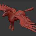 Colorful Vibrant Mythical Pegasus With Blue Body And Purple Pink Feathered Wings