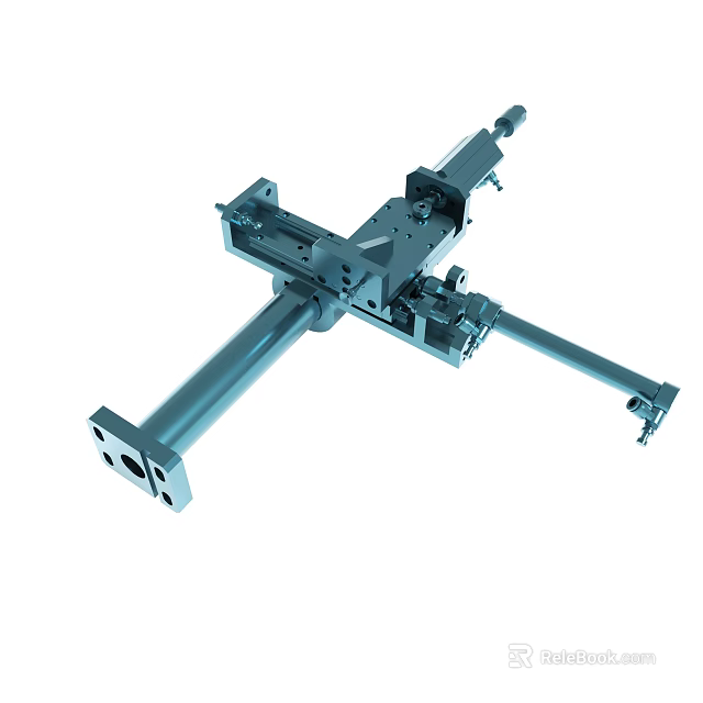Cross Shaped Metal Mechanical Structure With Precision Rod And Bracket Components 3d model