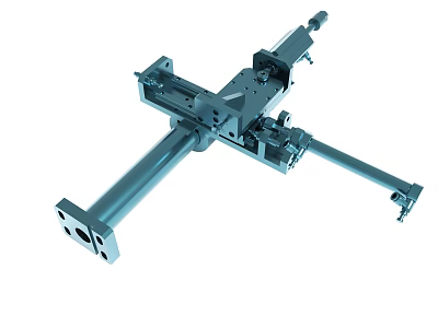 Cross Shaped Metal Mechanical Structure With Precision Rod And Bracket Components 3d model