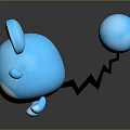 Cute Blue Cartoon Mouse Game Character With Big Orange Inner Ears White Belly And Smiling