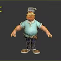 3D Cartoon Character With Red Beard Blue Polo Shirt Red Arm Marks And Cap