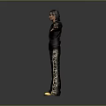Game Movie Character Male Wearing Black Tracksuit With Gold Accents Arms Outstretched and Yellow Shoes 3d model