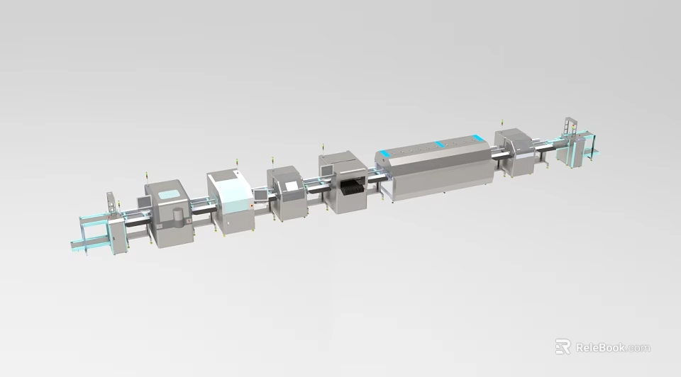 Industrial Equipment Conveyor System With Modular Metal Components And Production Modules 3d model 