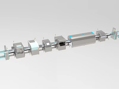 Industrial Equipment Conveyor System With Modular Metal Components And Production Modules 3d model