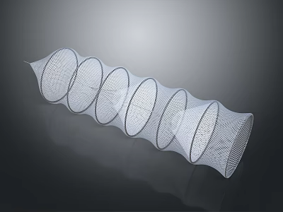 Modern Abstract Wave Shaped White Mesh Structure With Connected Circular Rings 3d model
