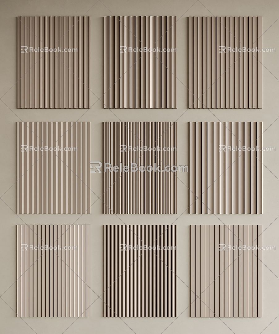 Minimalist Wall Panel Grille Panel Wooden Grille Wave Board Great Wall Panel Wall Decorative Panel 3d model