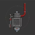 Industrial Metal Equipment With Red Flexible Hose And Valve Regulator