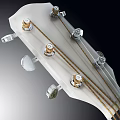 Silver Acoustic Guitar With Wooden Body Black Bridge And Steel Strings