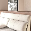 Modern White Leather Double Bed With Wooden Accent Wall And Nightstand In Contemporary Bedroom