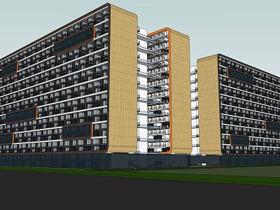 Modern Multi Storey Office Building Exterior With Regular Window Layout And Architectural Design 3d model
