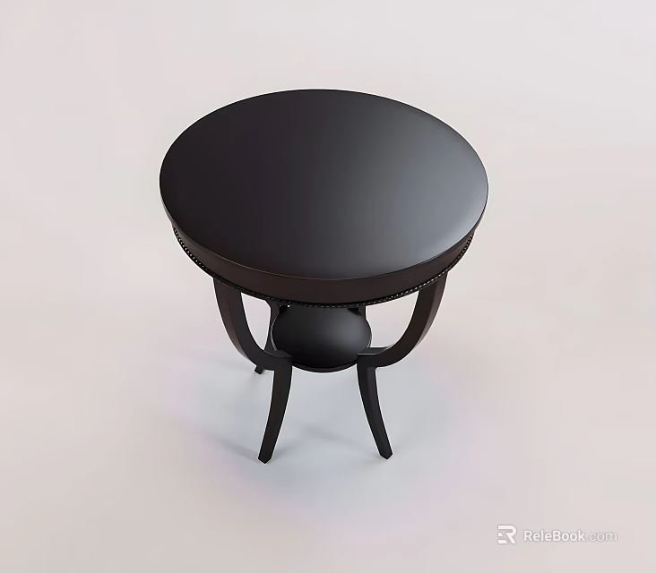 Round Black Table With Curved Legs And Small Central Ball Detail In Modern Style 3d model 