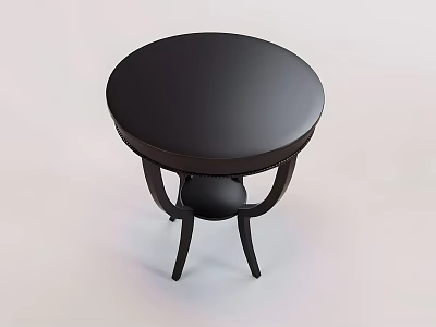 Round Black Table With Curved Legs And Small Central Ball Detail In Modern Style 3d model