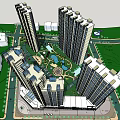 Modern High Rise Residential Complex With Central Garden Green Spaces And Recreational Areas