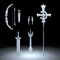 Mythical Fantasy Weapons Collection Featuring Bow Arrows Sword Staff And Shield 3d model