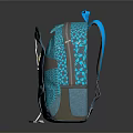 Blue Modern Backpack With Mesh Design Gray Accents And Ornament Detail