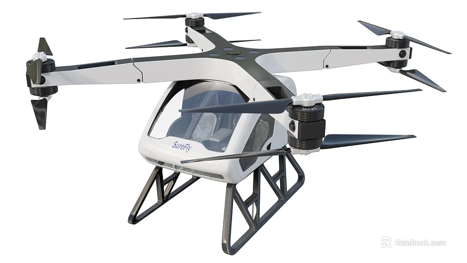 Advanced Electric Helicopter With Enclosed Cockpit Multiple Propellers And Sturdy Landing Frame 3d model