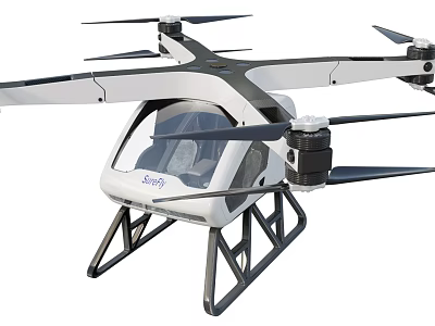Advanced Electric Helicopter With Enclosed Cockpit Multiple Propellers And Sturdy Landing Frame 3d model