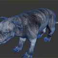 Realistic 3D Model of Striped Wild Boar Like Animal With Brown Ears And Claws