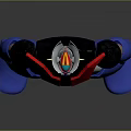 Mech Robot Character With Blue Black Red Silver Mechanical Body And Armored Limbs