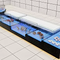 Restaurant Interior Fresh Seafood Display With Round And Rectangular Aquariums 3d model