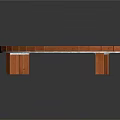 Curved Wooden Bench In Natural Outdoor Scene With Solid Wood Slats And Support Legs