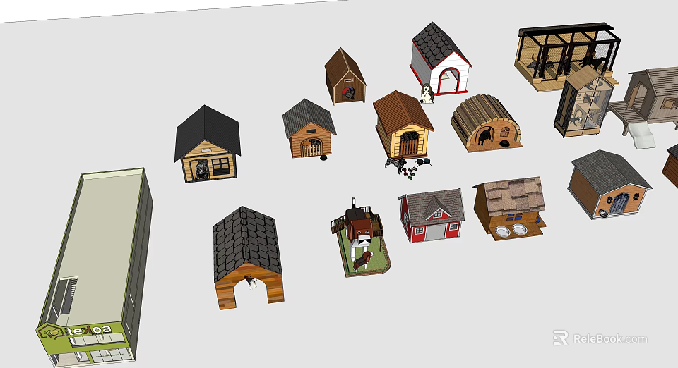 Colorful Miniature House Models With Various Roof Styles For Home Decor 3d model 