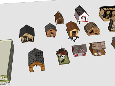 Colorful Miniature House Models With Various Roof Styles For Home Decor 3d model
