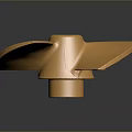 Shiny Golden Metal Propeller With Multiple Blades And Central Hole