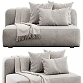Modern Gray Single Sofa With Soft Fabric Decorative Pillows And Cozy Throw Blanket