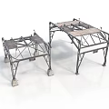 Two Industrial Metal Frame Structures With Support Legs And Platform Design