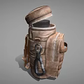 Brown Leather Backpack With Zipper And Red Cross First Aid Kit 3d model