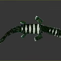 Green and White Building Blocks Crocodile Model Constructed with Detailed Design