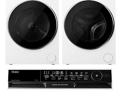 Haier Washing Machine With AI DD Technology Front Load Design And Control Panel 3d model