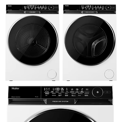 Haier Washing Machine With AI DD Technology Front Load Design And Control Panel 3d model