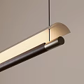 Modern Sleek Pendant Light with Long Wooden Frame and Metal Base Illuminated Warmly