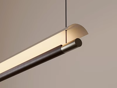 Modern Sleek Pendant Light with Long Wooden Frame and Metal Base Illuminated Warmly 3d model