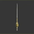 Decorative Golden And Silver Sword With Intricate Hilt Design And Shiny Metallic Blade