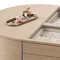Wooden Storage Cabinet With Drawers Glass Top And Upholstered Seat Design