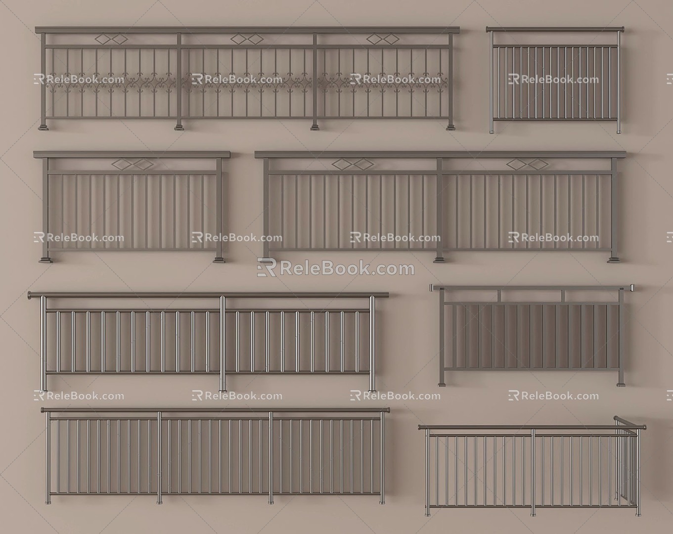 Modern Railing Guardrail Iron Railing Balcony Guardrail 3d model