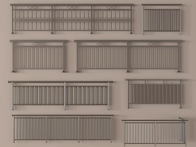 Modern And Traditional Metal Railings With Decorative Patterns Simple Slats And Classic Designs 3d model