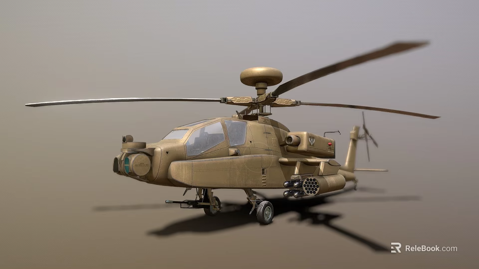 Military Helicopter With Rotor System Dome Radar Antenna Weapon Mounts And Cockpit Windows 3d model 