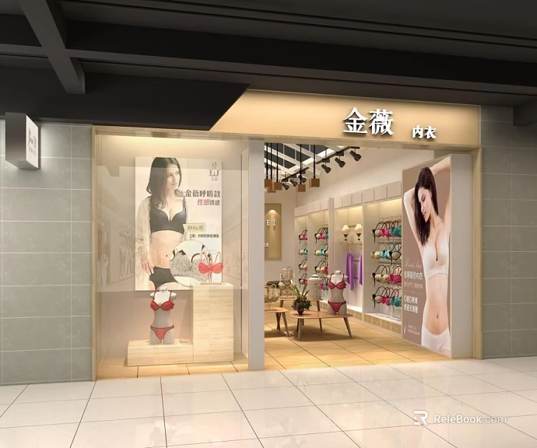 Shopping Mall Lingerie Store Featuring Window Mannequins And Fashionable Products 3d model 