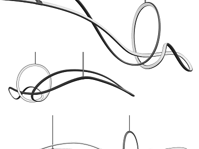 Modern Minimalist Chandelier with Abstract Curved Lines for Contemporary Interior Design 3d model