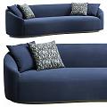 Navy Blue Sectional Sofa With Geometric Pattern Accent Pillows For Living Room Interior 3d model