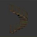 Building Spiral Staircase Design With Wooden Steps And Metal Railings Structure