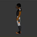 Man In American Football Uniform With Black Helmet Number 17 Orange Sleeves And White Pants