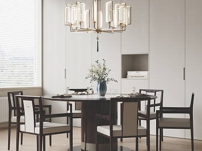 Modern Dining Table and Chair Dining Table Dining Chair Tableware Ornaments Chandelier model