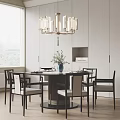 Modern Dining Table and Chair Dining Table Dining Chair Tableware Ornaments Chandelier 3d model