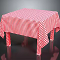 Stylish Dining Table With Red And White Checkered Tablecloth And Sturdy Legs