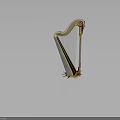 Elegant Golden And White Classical Harp With Decorative Carvings And Musical Strings